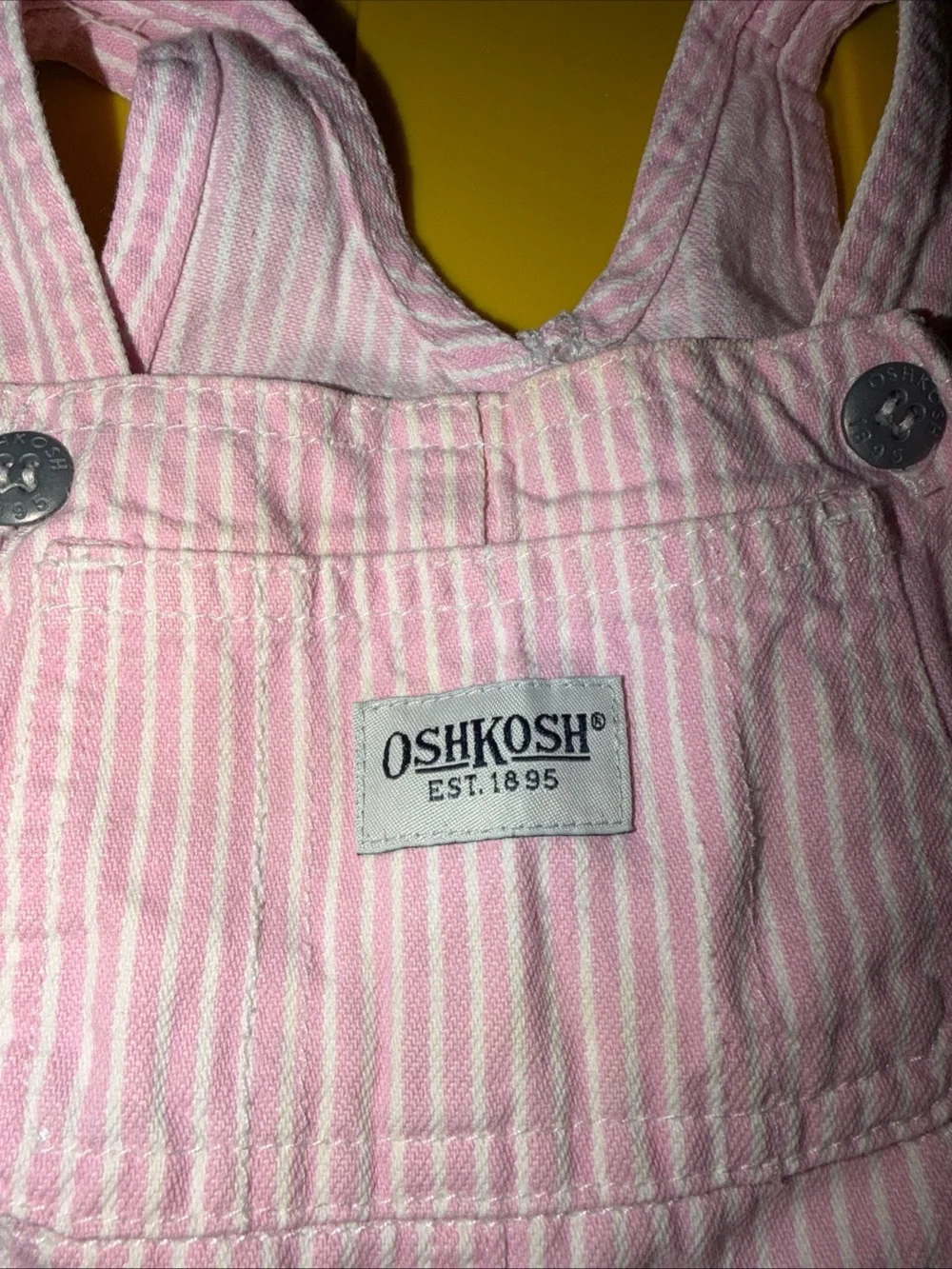 Vintage OshKosh B'gosh Pink & White Striped Overalls Snap Bottom